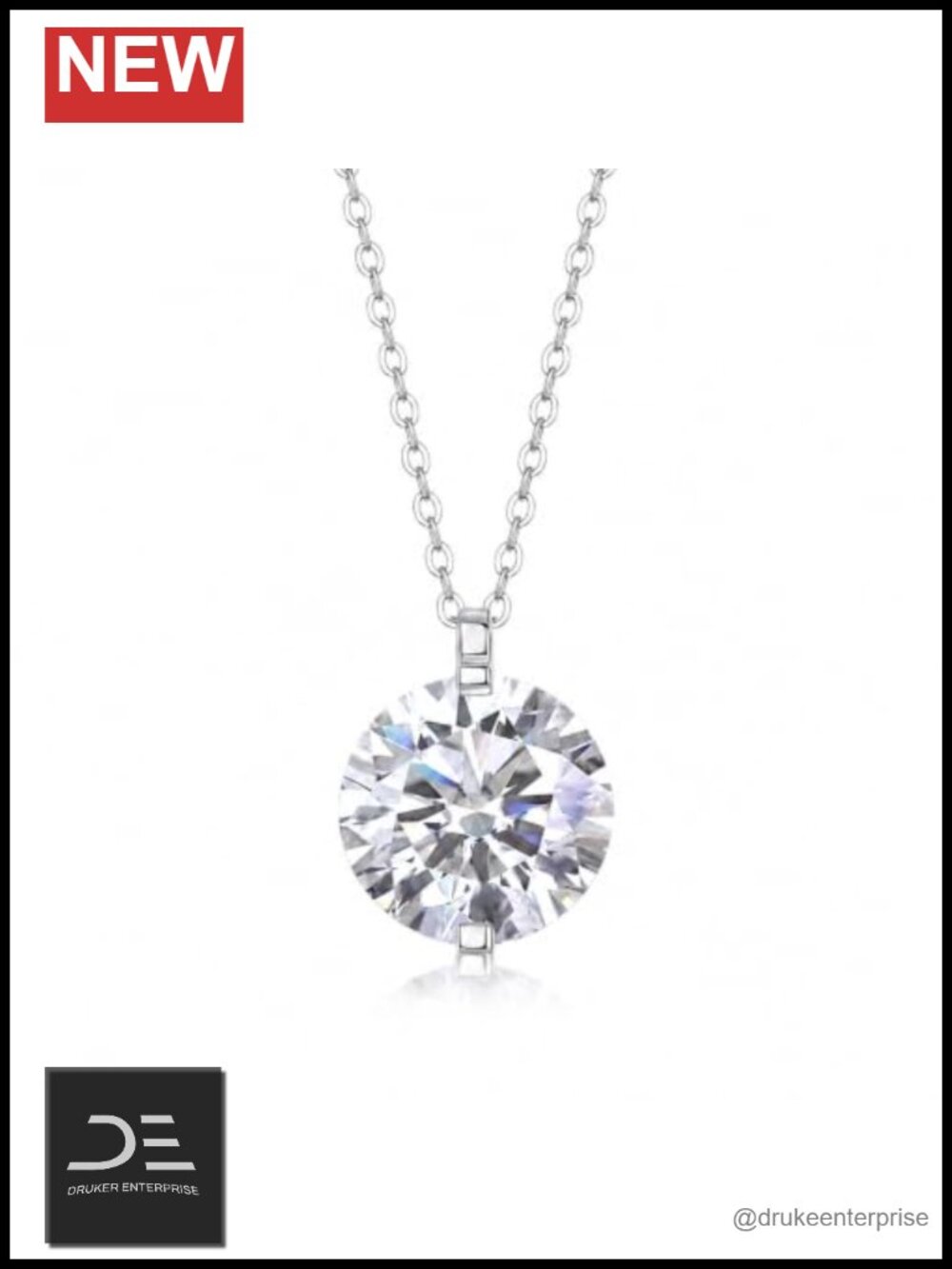 925 Sterling Silver Pendant Necklace Round Gem for Women